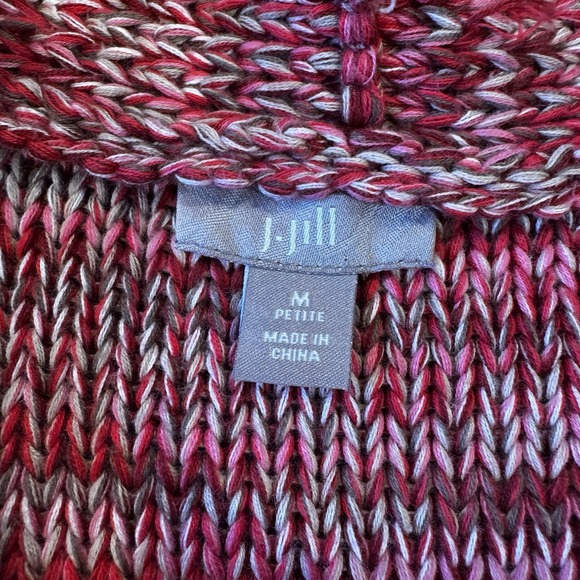 J. Jill Women's Midi Red/Pink/Tan Marled Open Cardigan Med Petite - Picture 10 of 13